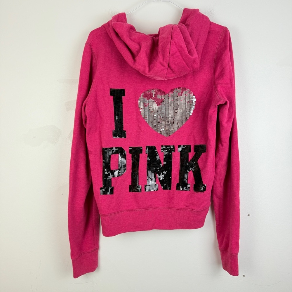 VS Pink Y2K Sequin Zip-Up Hoodie with Dog Logo - Picture 2 of 7